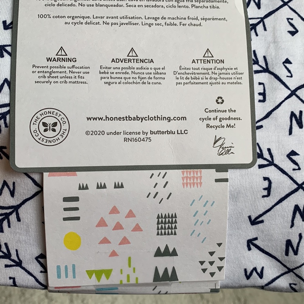 Honest Baby 100% Cotton Fitted Crib Sheet NWT Compass - Picture 8 of 12